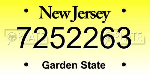 7252263 New Jersey License Plate