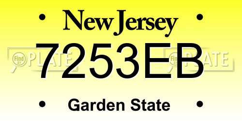 7253EB New Jersey License Plate