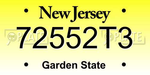 72552T3 New Jersey License Plate