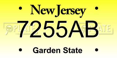 7255AB New Jersey License Plate