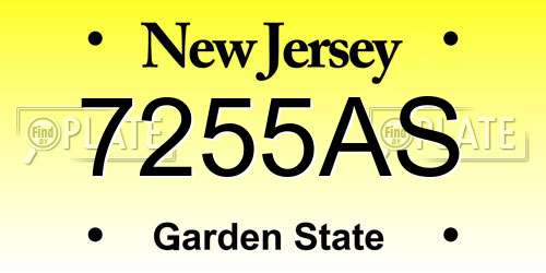 7255AS New Jersey License Plate