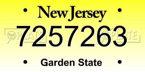 7257263 New Jersey License Plate