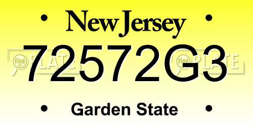 72572G3 New Jersey License Plate
