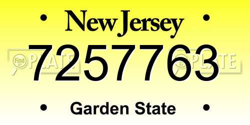7257763 New Jersey License Plate
