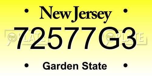 72577G3 New Jersey License Plate