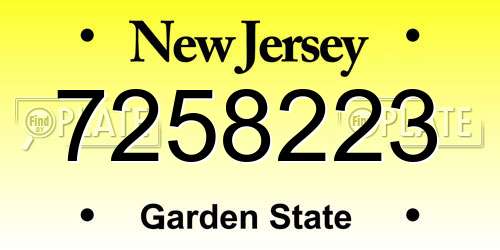 7258223 New Jersey License Plate