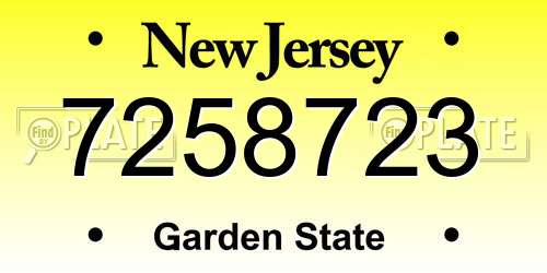 7258723 New Jersey License Plate