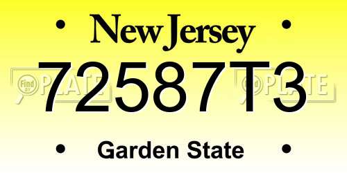 72587T3 New Jersey License Plate