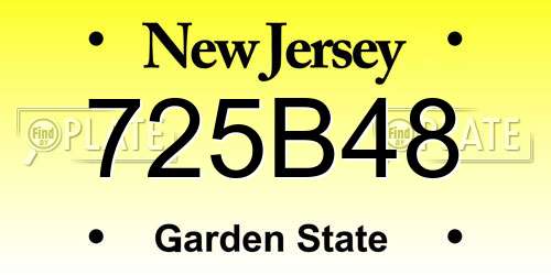 725B48 New Jersey License Plate