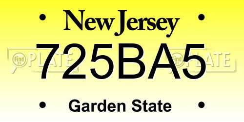 725BA5 New Jersey License Plate