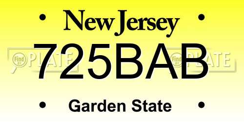 725BAB New Jersey License Plate