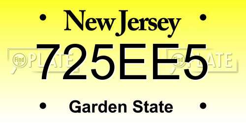 725EE5 New Jersey License Plate