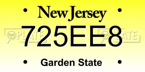 725EE8 New Jersey License Plate