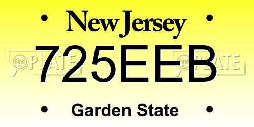 725EEB New Jersey License Plate