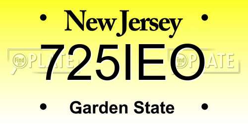 725IEO New Jersey License Plate
