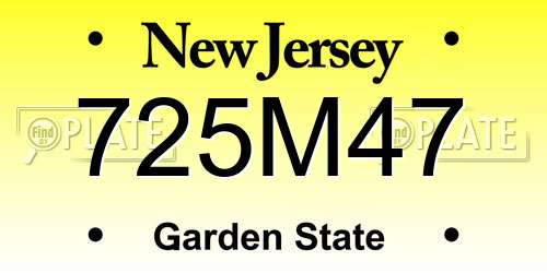 725M47 New Jersey License Plate