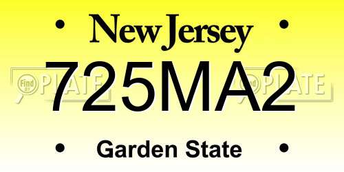 725MA2 New Jersey License Plate