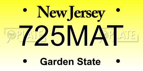 725MAT New Jersey License Plate