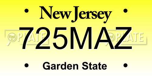 725MAZ New Jersey License Plate