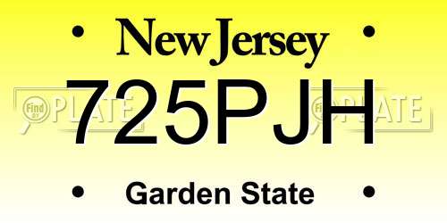 725PJH New Jersey License Plate