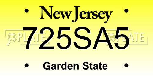 725SA5 New Jersey License Plate