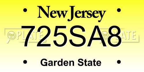 725SA8 New Jersey License Plate