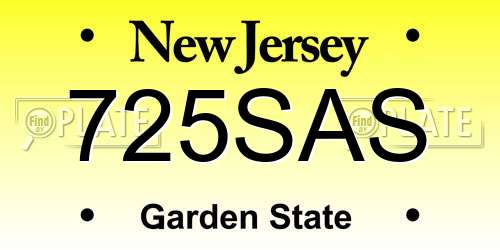 725SAS New Jersey License Plate