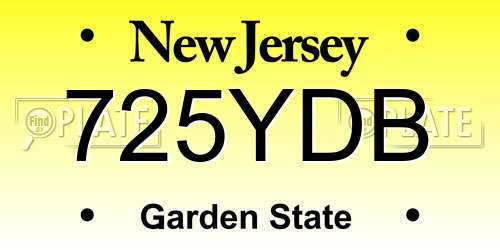 725YDB New Jersey License Plate