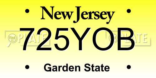 725YOB New Jersey License Plate