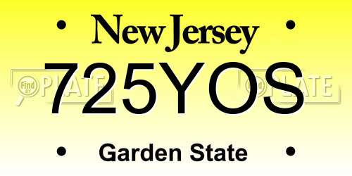 725YOS New Jersey License Plate
