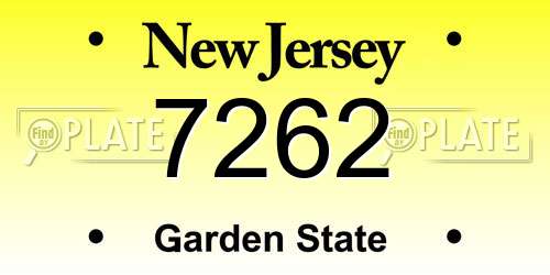 7262 New Jersey License Plate