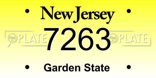 7263 New Jersey License Plate