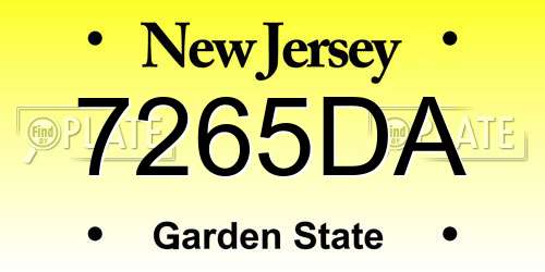 7265DA New Jersey License Plate
