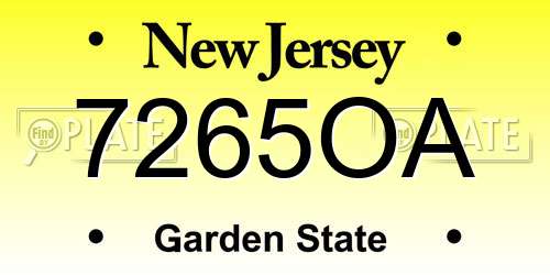 7265OA New Jersey License Plate