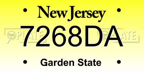 7268DA New Jersey License Plate