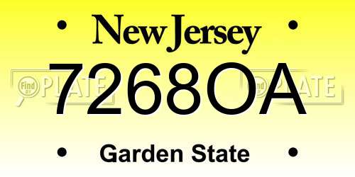 7268OA New Jersey License Plate