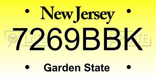 7269BBK New Jersey License Plate