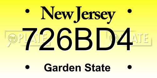 726BD4 New Jersey License Plate