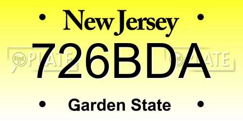 726BDA New Jersey License Plate