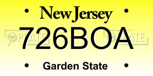 726BOA New Jersey License Plate