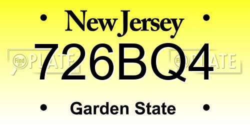 726BQ4 New Jersey License Plate