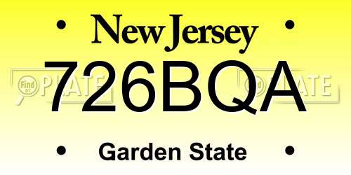726BQA New Jersey License Plate