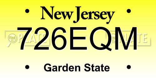 726EQM New Jersey License Plate
