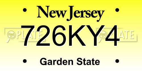 726KY4 New Jersey License Plate
