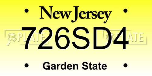 726SD4 New Jersey License Plate