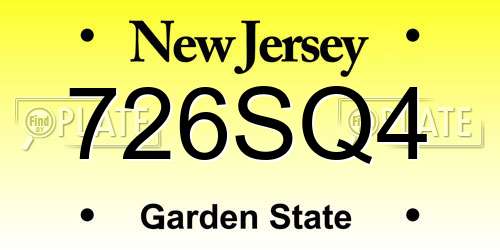 726SQ4 New Jersey License Plate