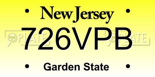 726VPB New Jersey License Plate