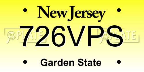 726VPS New Jersey License Plate