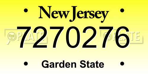 7270276 New Jersey License Plate
