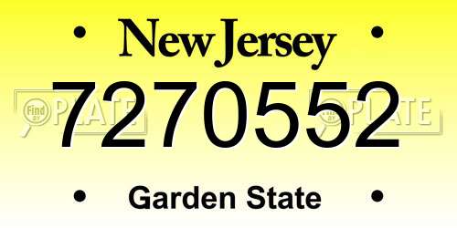 7270552 New Jersey License Plate